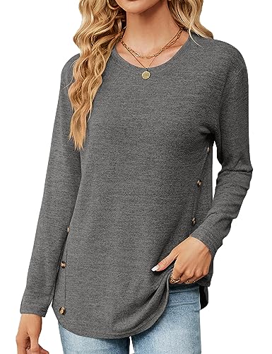 HANERDUN Damen Bluse Langarm Oberteil Casual Tops Longshirt Elegant Fahion Basic Farbblocktop Lose Blusen für Frühling und Herbst Zuhause und im Freien von HANERDUN