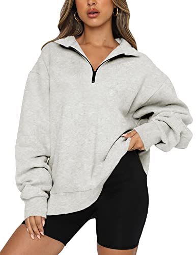 HANERDUN Damen Langarm Sweatshirt Hälfte Zip Pullover Sweatjacke Sport Casual Herbst Winter Warm von HANERDUN