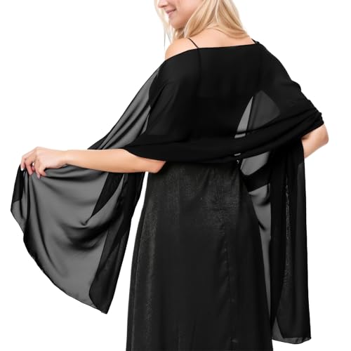 HANERDUN Damen Sheer Chiffon Schals und Wraps für Abendkleider Sheer Soft Brautjungfer Hochzeit Shawl Party Organza Stole 200 * 70cm von HANERDUN