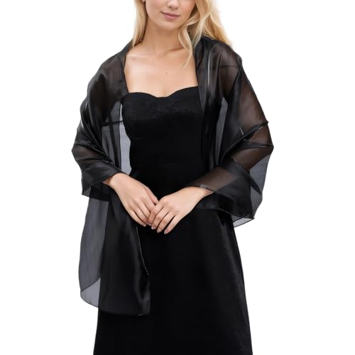 HANERDUN Damen Sheer Tücher und Wraps für Abendkleider Sheer Hohler Soft Brautjungfer Hochzeit Shawl Party Organza Stole 170 * 70cm von HANERDUN
