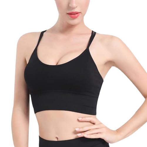 HANERDUN Damen Sport BH Yoga Bra mit Gepolstert Nahtlose Ohne Bügel und gibt Guten Halt Atmungsaktiv Riemchendesign und mittelstarkem für Fitness Lauf Joggen von HANERDUN