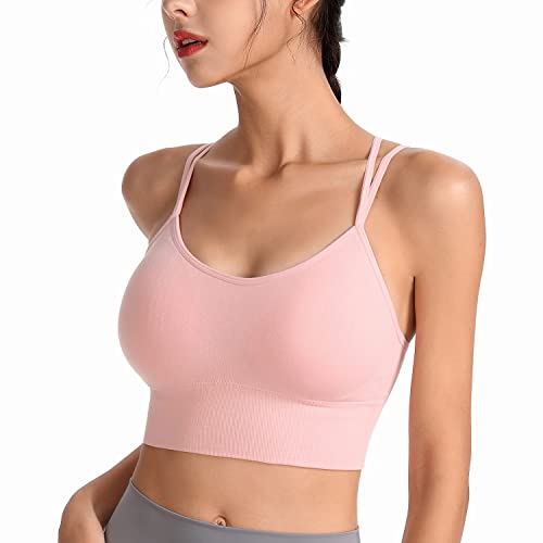 HANERDUN Damen Sport BH Yoga Bra mit Gepolstert Nahtlose Ohne Bügel und gibt Guten Halt Atmungsaktiv Riemchendesign und mittelstarkem für Fitness Lauf Joggen von HANERDUN