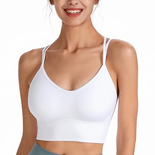 HANERDUN Damen Sport BH Yoga Bra mit Gepolstert Nahtlose Ohne Bügel und gibt Guten Halt Atmungsaktiv Riemchendesign und mittelstarkem für Fitness Lauf Joggen von HANERDUN