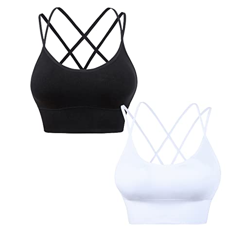 HANERDUN Damen Sport BH Yoga Bra mit Gepolstert Nahtlose Ohne Bügel und gibt Guten Halt Atmungsaktiv Riemchendesign und mittelstarkem für Fitness Lauf Joggen von HANERDUN