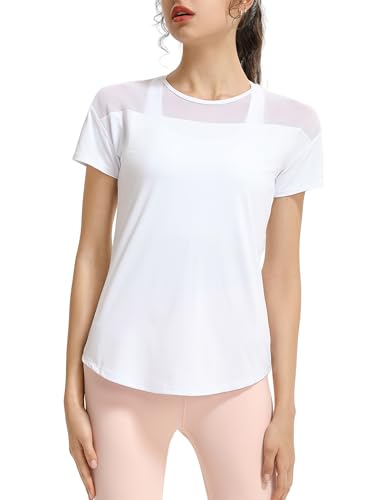HANERDUN Damen Sport Tshirt Sportshirt Funktionsshirt Kurzarm Schnell Trocknend Hohlkreuz Leichtes Laufshirt Fitness Top Yoga HANERDUN Damen Sport Tshirt Sportshirt Funktionsshirt Kurzarm Schnell Trocknend Hohlkreuz Leichtes Laufshirt Fitness Top Yoga von HANERDUN