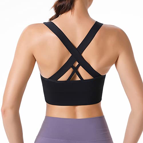 HANERDUN Damen Mittle Halt Sport BH Crossback Push up Yoga Bra Nahtlose Ohne Buegel mit Abnehmbaren Gepolstert für Fitness Lauf Joggen von HANERDUN