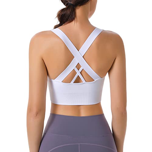 HANERDUN Damen Mittle Halt Sport BH Crossback Push up Yoga Bra Nahtlose Ohne Buegel mit Abnehmbaren Gepolstert für Fitness Lauf Joggen von HANERDUN