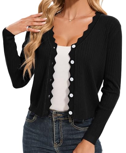 HANERDUN Damen Strickjacke Herbst Spring mit Knöpfen und V Ausschnitt Open Front Elegant Strick Cardigan Langarm Casual Strickmantel S-XXL von HANERDUN