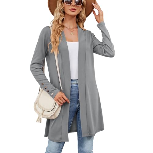 HANERDUN Damen Strickjacke Lange Ärmel für Frühling und Herbst Elegant Solid Leicht Gestrickt Cardigan Strickmantel HANERDUN Damen Strickjacke Lange Ärmel für Frühling und Herbst Elegant Solid Leicht Gestrickt Cardigan Strickmantel von HANERDUN