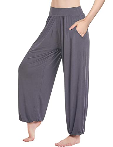 HANERDUN Damen Super Weich Elastisch Bequem Yogahose Lang Haremshose Casual Sporthose mit Taschen von HANERDUN