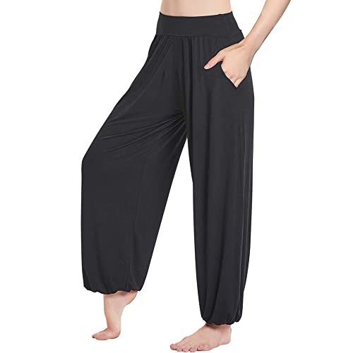 HANERDUN Damen Super Weich Elastisch Bequem Yogahose Lang Haremshose Casual Sporthose mit Taschen von HANERDUN