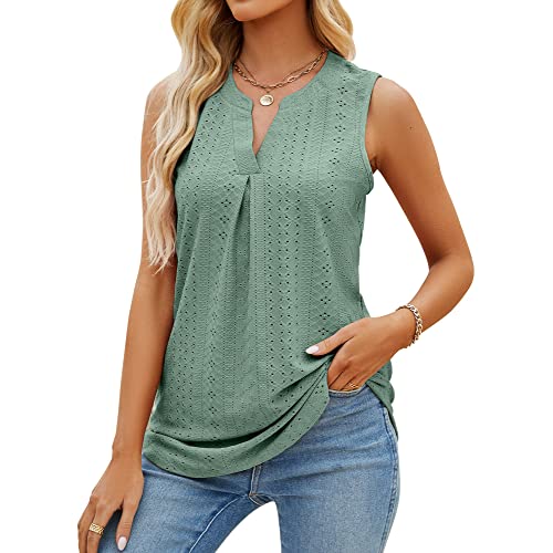 HANERDUN Damen Tank Top Ärmellose Oberteile Sommer T Shirt V-Ausschnitt Blusentop Weste Shirt Casual Lose von HANERDUN