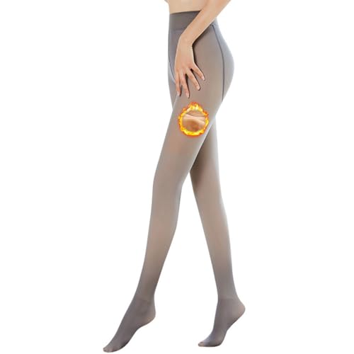 HANERDUN Damen Winterleggings Pantyhose Strumpfhose Winter Thermo Leggings mit Innenfleece Durchscheinend Plüschstrümpfe Black von HANERDUN