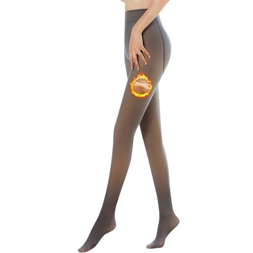 HANERDUN Damen Winterleggings Pantyhose Strumpfhose Winter Thermo Leggings mit Innenfleece Durchscheinend Plüschstrümpfe BLACK von HANERDUN
