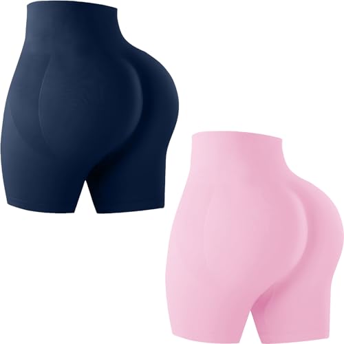 HANERDUN Radlerhose Damen Kurze Hotpants Sporthose High Waist Butt Lift Booty Scrunch Gym Sport Shorts Blickdichte Nahtlose Workout Kurz Yoga Leggings von HANERDUN