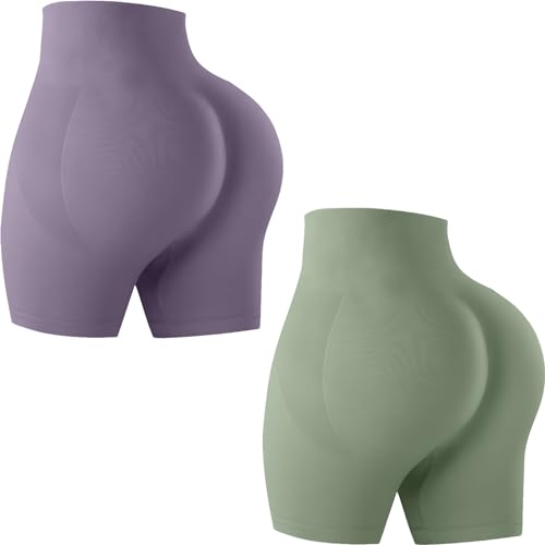 HANERDUN Radlerhose Damen Kurze Hotpants Sporthose High Waist Butt Lift Booty Scrunch Gym Sport Shorts Blickdichte Nahtlose Workout Kurz Yoga Leggings von HANERDUN