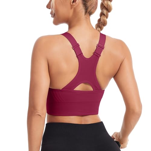 HANERDUN Sport BH Starker Halt Damen Verstellbar Träger Yoga Bra mit Gepolstert Nahtlose Ohne Bügel Breiten Trägern Racerback für Fitness Lauf Joggen von HANERDUN