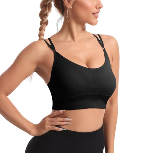 HANERDUN Sport BH Damen Einstellbarer Schultergurt Bustier Push up Yoga Bra Cross Back Design mit Gepolstert Nahtlose Ohne Bügel und gibt Guten Halt für Fitness Lauf Joggen von HANERDUN