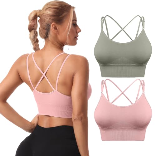 HANERDUN Sport BH Damen Einstellbarer Schultergurt Bustier Push up Yoga Bra Cross Back Design mit Gepolstert Nahtlose Ohne Bügel und gibt Guten Halt für Fitness Lauf Joggen von HANERDUN