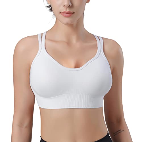 HANERDUN Sport BH Damen Yoga Bra mit Gepolstert Nahtlose Ohne Bügel gibt Guten Halt Spaghettiträger Cross Back mit Verstellschnalle mittelstarkem für Fitness Lauf Joggen von HANERDUN