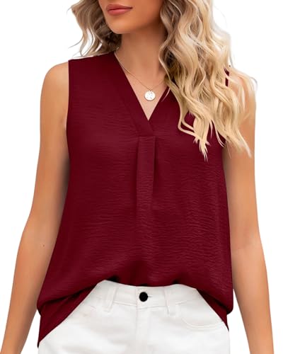 HANERDUN Tank Top Damen Sommer Ärmellose Tops Casual Shirts Trägershirt Vest Basic Blusen V-Ausschnitt Oberteile Lässige Weste von HANERDUN