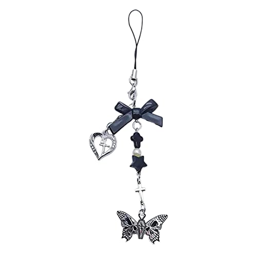 HANGELI Handy-Anhänger mit Schleife, Herz, Schmetterling, zum Aufhängen, Seil, Punk, Handyband, Tasche, Dekoration, Schlüsselband, Schlüsselanhänger HANGELI Handy-Anhänger mit Schleife, Herz, Schmetterling, zum Aufhängen, Seil, Punk, Handyband, Tasche, Dekoration, Schlüsselband, Schlüsselanhänger von HANGELI