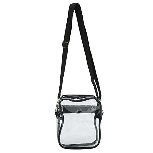 HANHEFLY Clear Messenger Bag Stadium genehmigte transparente PVC -Umhängetasche praktische Wasserreisen Strandkonzerte schwarz (S für Größe 35-41) von HANHEFLY