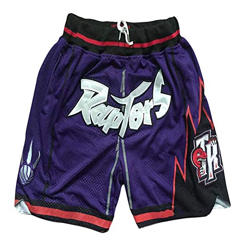 HANJIAJKL Herren Basketball Shorts NBA Raptors Retro Basketball Shorts, Stickerei,Schnelltrocknend Fabric,Atmungsaktive Casual Shorts,Lila,M von HANJIAJKL