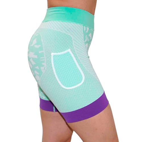 HANKER Kurze Kompressions-Leggings für Damen, für Sport, nahtloses Gewebe und Röhrenbund, ideal für Laufen, Trail und Fitness, grün, M HANKER Kurze Kompressions-Leggings für Damen, für Sport, nahtloses Gewebe und Röhrenbund, ideal für Laufen, Trail und Fitness, grün, M von HANKER