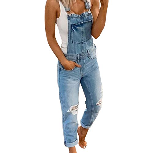 HANMAX Damen Denim Jeans Latzhose Langer Overall Jeansoptik Klasse Vintage Jeans Lang Lässig Stylisch Jumpsuit von HANMAX