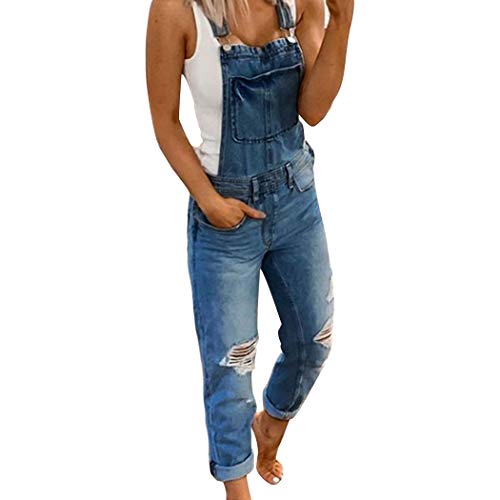 HANMAX Damen Denim Jeans Latzhose Langer Overall Jeansoptik Klasse Vintage Jeans Lang Lässig Stylisch Jumpsuit von HANMAX