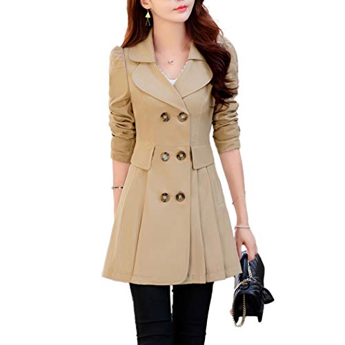 HANMAX Damen Klassischer Trenchcoat Mantel Übergangs Jacke Doppelten Breasted Trenchcoat von HANMAX