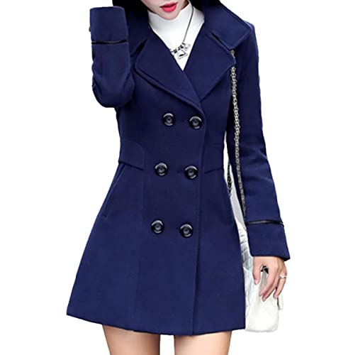 HANMAX Damen Mantel Klassischen Doppelten Breasted Elegantes Langarm Trenchcoat Warm Schlank Windmantel Outwear von HANMAX
