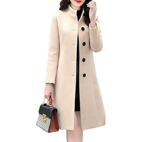 HANMAX Damen Mantel Zweireiher Revers Langarm Lange Wolle Coat Winterjacke von HANMAX