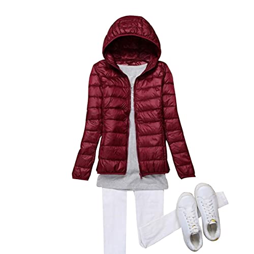 HANMAX Damen Ultra Leicht Daunenjacke Winter Übergangsjacke Steppjacke mit Kapuze Winterjacke von HANMAX