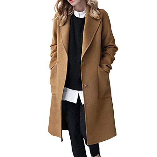 HANMAX Damen Wollmantel Lange Wolljacke mit Reverskragen Wintermantel Frauen Elegant Business Slim Fit Langemantel Warme Winterjacke von HANMAX