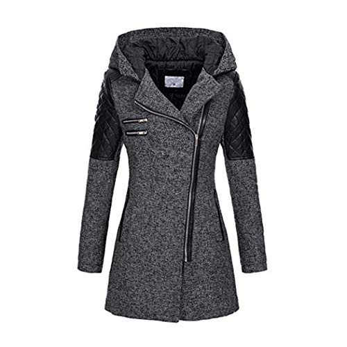 HANMAX Damen Wollmantel Trenchcoat mit Reißverschluss Lange Übergangsmantel von HANMAX