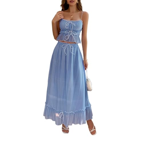 HANMAX Two Piece Sets for Women Summer Outfit Sleeveless Crop Top and Flowy Maxi Skirt Set HANMAX Two Piece Sets for Women Summer Outfit Sleeveless Crop Top and Flowy Maxi Skirt Set von HANMAX