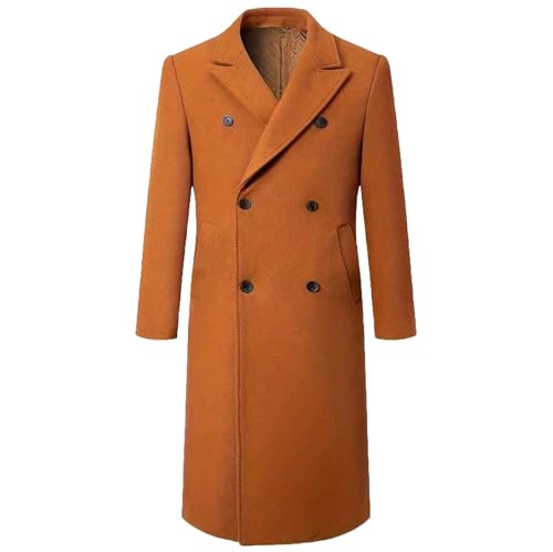 Men's Trench Coat Notch Lapel Double Breasted Peacoat Wool Blend Casual Long Overcoat von HANMAX