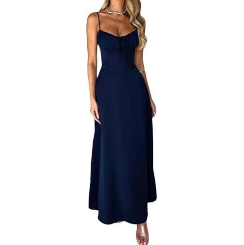Women Midi Corset Lace Up A Line Dress Flowy Sundress Party Wedding Guest Dresses von HANMAX