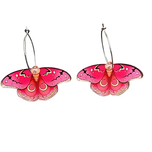 HANMOZTION Bunte Insekten-Ohrringe, Acryl, Motiv: Motten-Schmetterling, Edelstein, Acryl, Edelstein von HANMOZTION