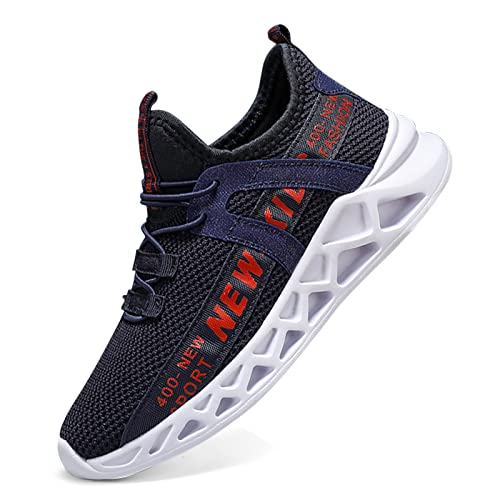 Kinder Turnschuhe Sneaker Sportschuhe Hallenschuhe Mesh Atmungsaktiv Laufschuhe Kinderschuhe Outdoor Straßenlaufschuhe Trainers für Jungen Mädchen, Marine Weiß EU 29 von HANMUN