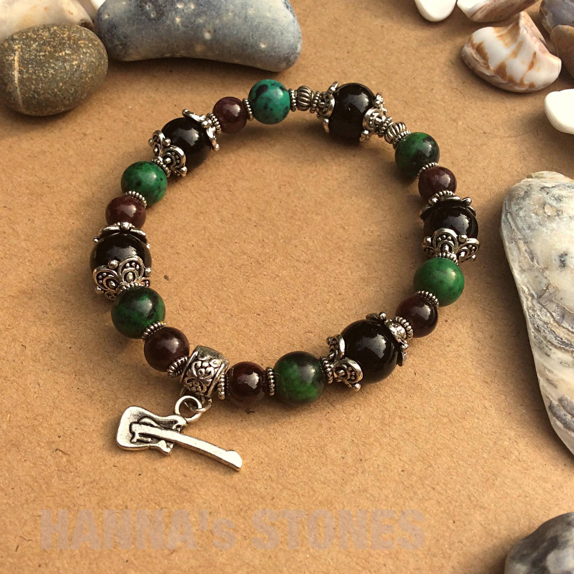 Handgefertigtes Armband Mit Edelsteinen, Musik Geschenk, Granat Stein, Gitarrist Stein Perlen, Kreativität Handgefertigtes Armband Mit Edelsteinen, Musik Geschenk, Granat Stein, Gitarrist Stein Perlen, Kreativität von HANNAsSTONES