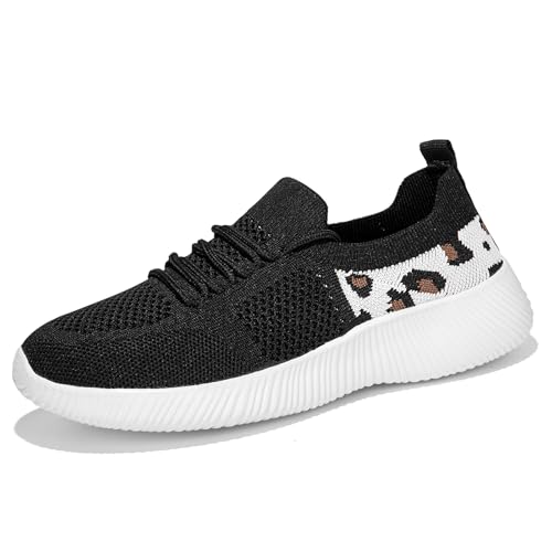 Damen-Schlupfschuhe mit Leoparden-Geparden-Druck, lässige Sneaker, hergestellt von Flying-Woven Tatting, atmungsaktives Netzgewebe, modische Schuhe für Damen, mit rutschfester und verschleißfester Damen-Schlupfschuhe mit Leoparden-Geparden-Druck, lässige Sneaker, hergestellt von Flying-Woven Tatting, atmungsaktives Netzgewebe, modische Schuhe für Damen, mit rutschfester und verschleißfester von HANNORD
