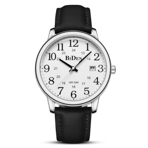HANPOSH Uhren Herren Herren Uhr Analog Quarz Uhren für Männer Wasserdicht Armbanduhren Mode Business Uhr mit Datum Leder Band von HANPOSH