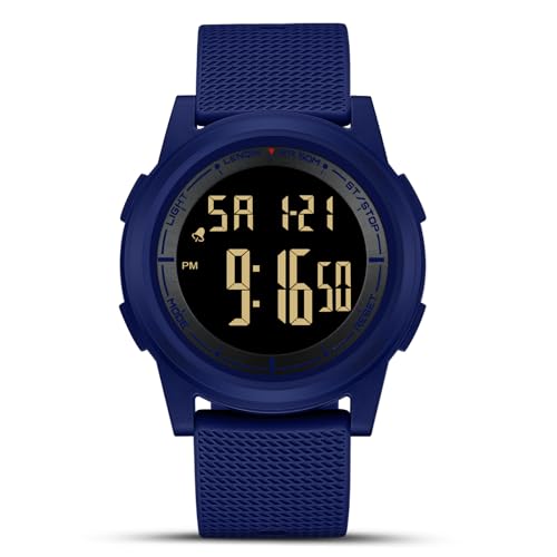 HANPOSH Herren Digital Uhr 3ATM Wasserdicht Sport Armbanduhr Mit Wecker, Stoppuhr, Countdown, Duale Zeitzone, Kalender von HANPOSH