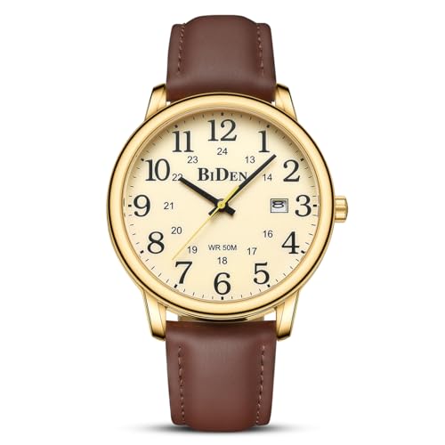 HANPOSH Uhren Herren Herren Uhr Analog Quarz Uhren für Männer Wasserdicht Armbanduhren Mode Business Uhr mit Datum Leder Band von HANPOSH