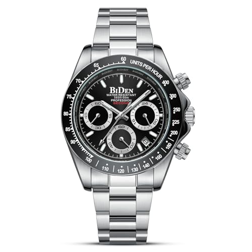 HANPOSH Herren Uhr Uhren Herren Chronographen Edelstahl Wasserdicht Armbanduhr Quarz Uhren mit Datum Business Uhr für Männer von HANPOSH