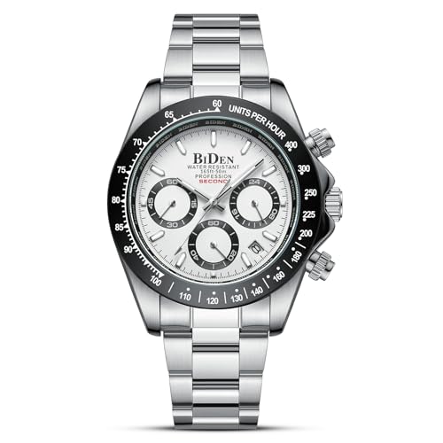 HANPOSH Herren Uhr Uhren Herren Chronographen Edelstahl Wasserdicht Armbanduhr Quarz Uhren mit Datum Business Uhr für Männer von HANPOSH