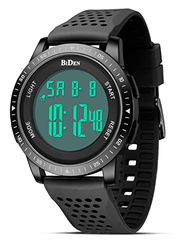 HANPOSH Uhren Herren Digital Herren Uhr 3 ATM Wasserdicht Sport Armbanduhr mit Wecker, Stoppuhr, Countdown, Duale Zeitzone, Kalender von HANPOSH